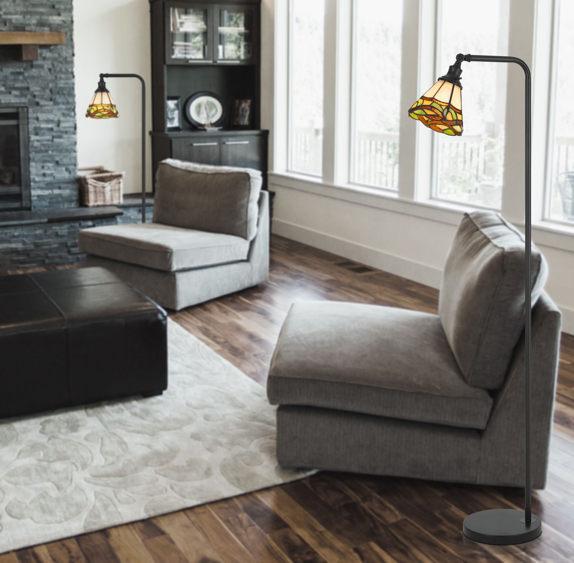 Image 5 60 Watt Vittorio Downbridge Metal Tiffany Floor Lamp more views