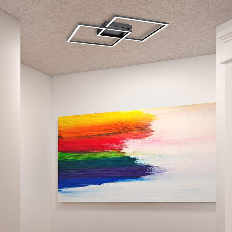 Image 1 Squared 30 1/2" Wide Black LED Ceiling Light in scene