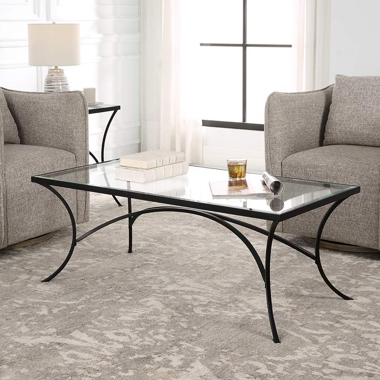 Image 1 Uttermost Alayna 48 inch L x 18 inch H Black Coffee Table in scene