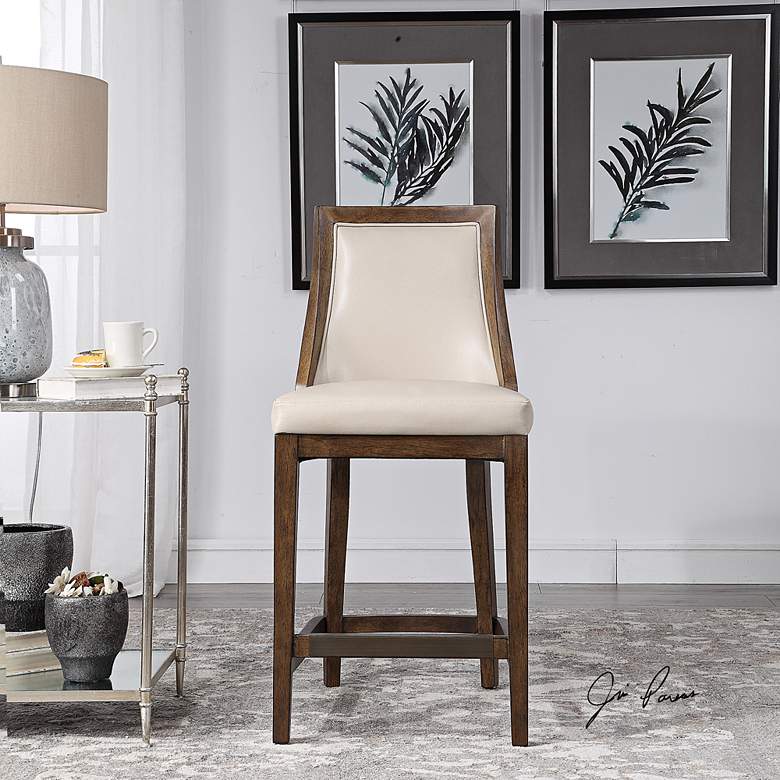 Image 1 Purcell 26 3/4" Cappuccino Faux Leather Counter Stool in scene