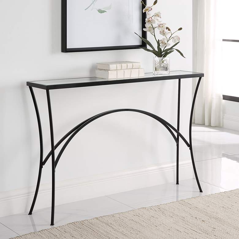 Image 1 Uttermost Alayna 48" Wide Black Rectangular Console Table in scene