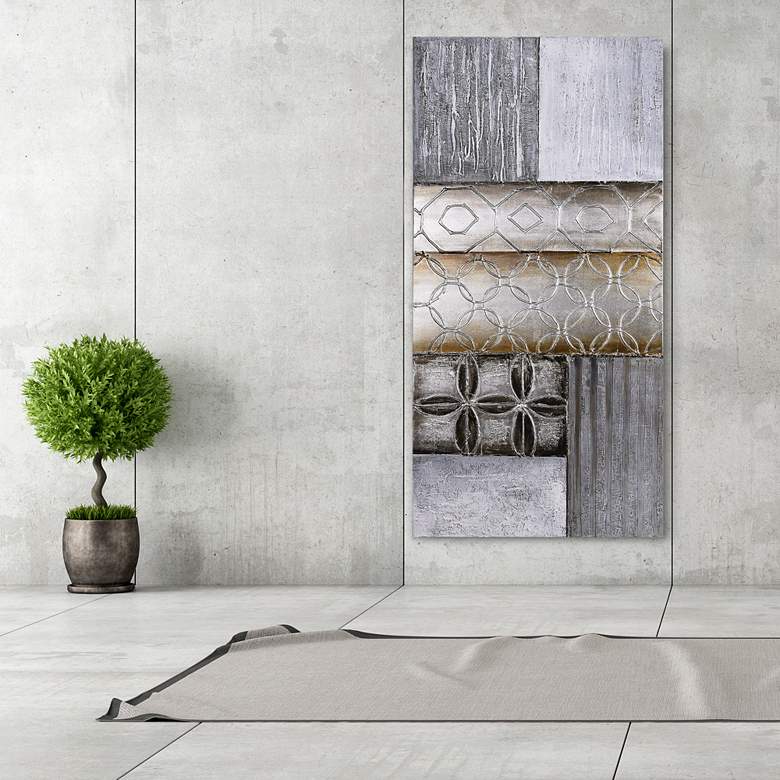 Image 1 Stacked 1 60" Wide Hand-Painted Rectangular Canvas Wall Art in scene