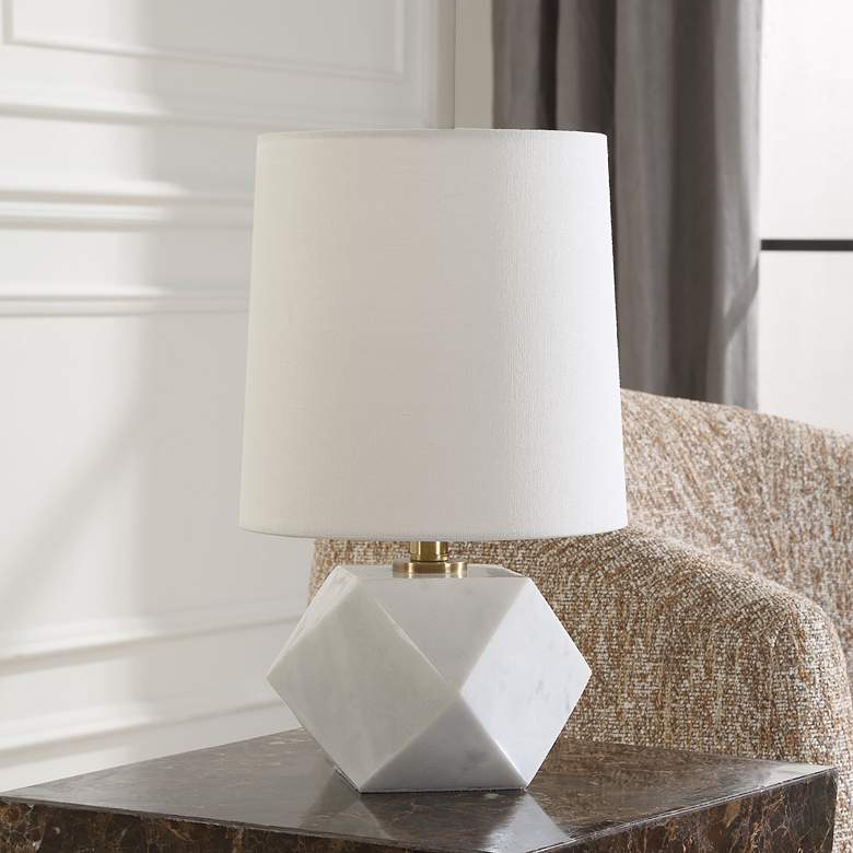 Image 1 Uttermost A Cut Above 15"H White Marble Accent Table Lamp in scene