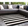 Thumbnail1 of Sorrento Rugby Stripe 630248 3'6"x5'6" Black Outdoor Rug in scene