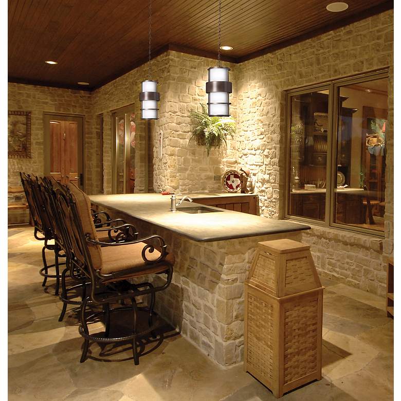 Image 1 Hinkley Saturn Bronze 21 1/2" High Outdoor Hanging Light in scene