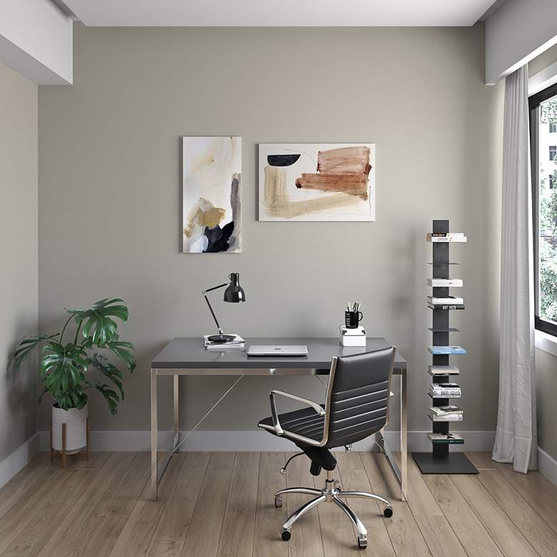 Image 1 Sapiens 13 3/4"W Anthracite Metal 10-Shelf Bookcase Tower in scene