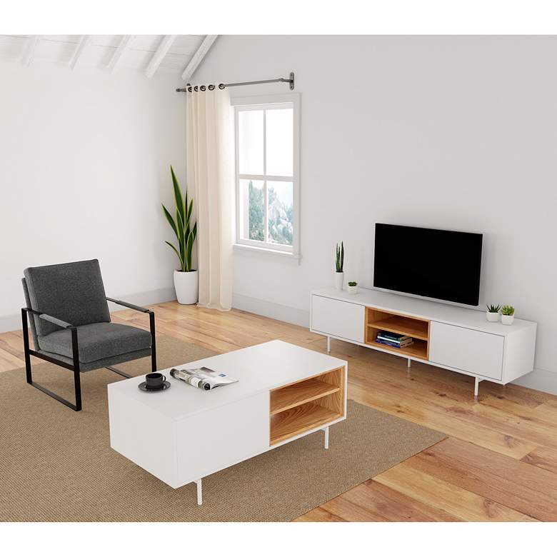 Image 1 Bodie 70 3/4" Wide White Lacquered Wood 2-Door Media Stand in scene