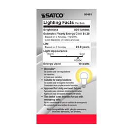 Image5 of 60W Equivalent 10W Standard A19 5000K Frosted LED Dimmable Bulb by Satco more views