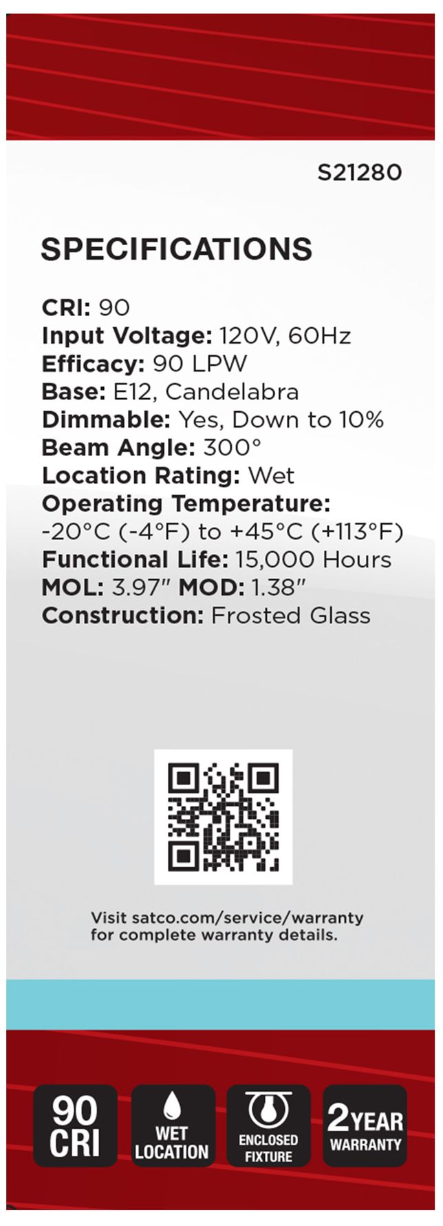 Image 6 60W Equivalent 5.5W LED B11 E12 4000K Dimmable Bulb by Satco more views