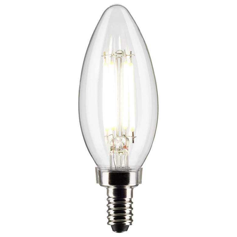 Image 2 60W Equivalent 5.5W LED Candelabra B11 Clear Glass Torpedo Bulb by Satco more views