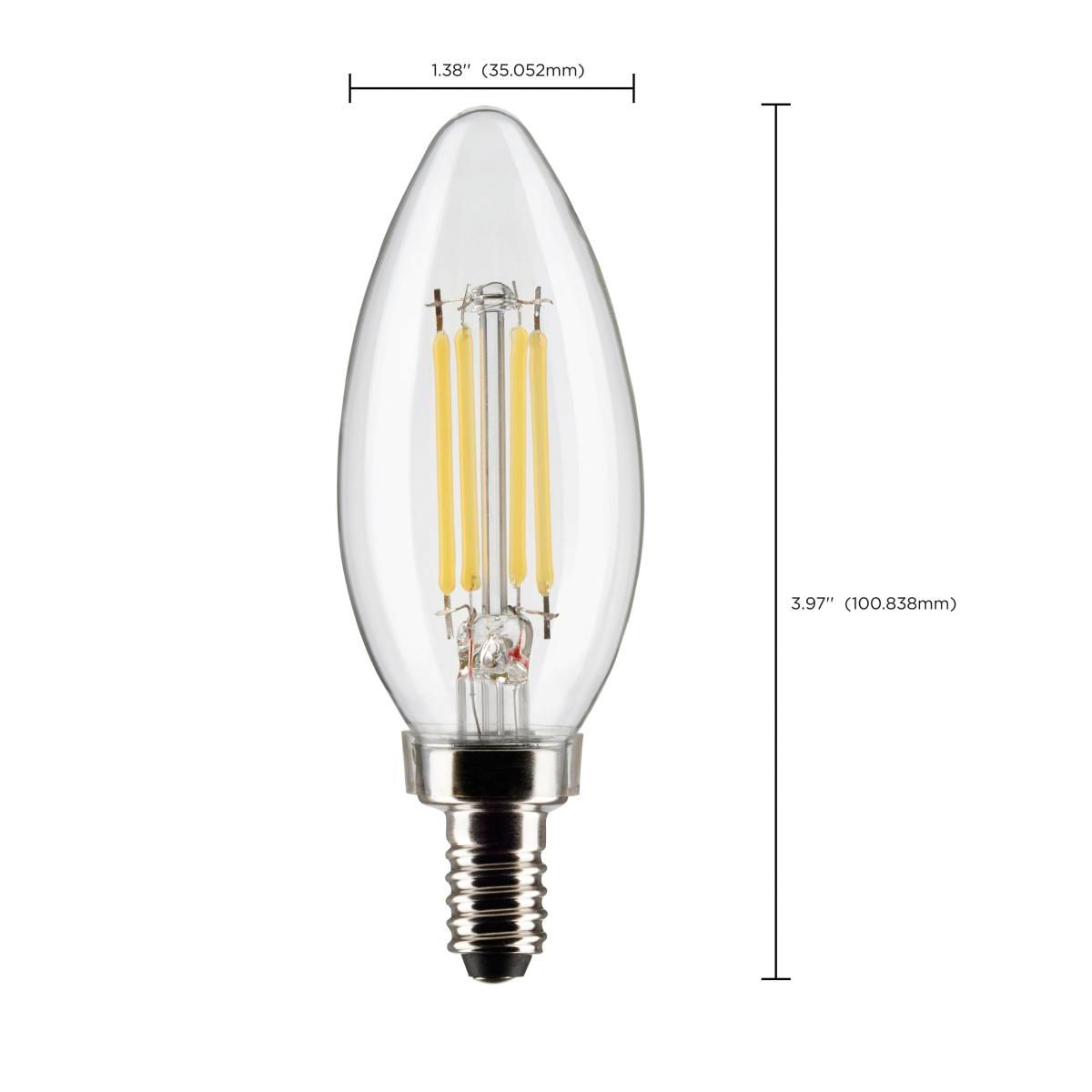 60W Equivalent 5.5W LED Candelabra B11 Clear Glass Torpedo Bulb by Satco in scene