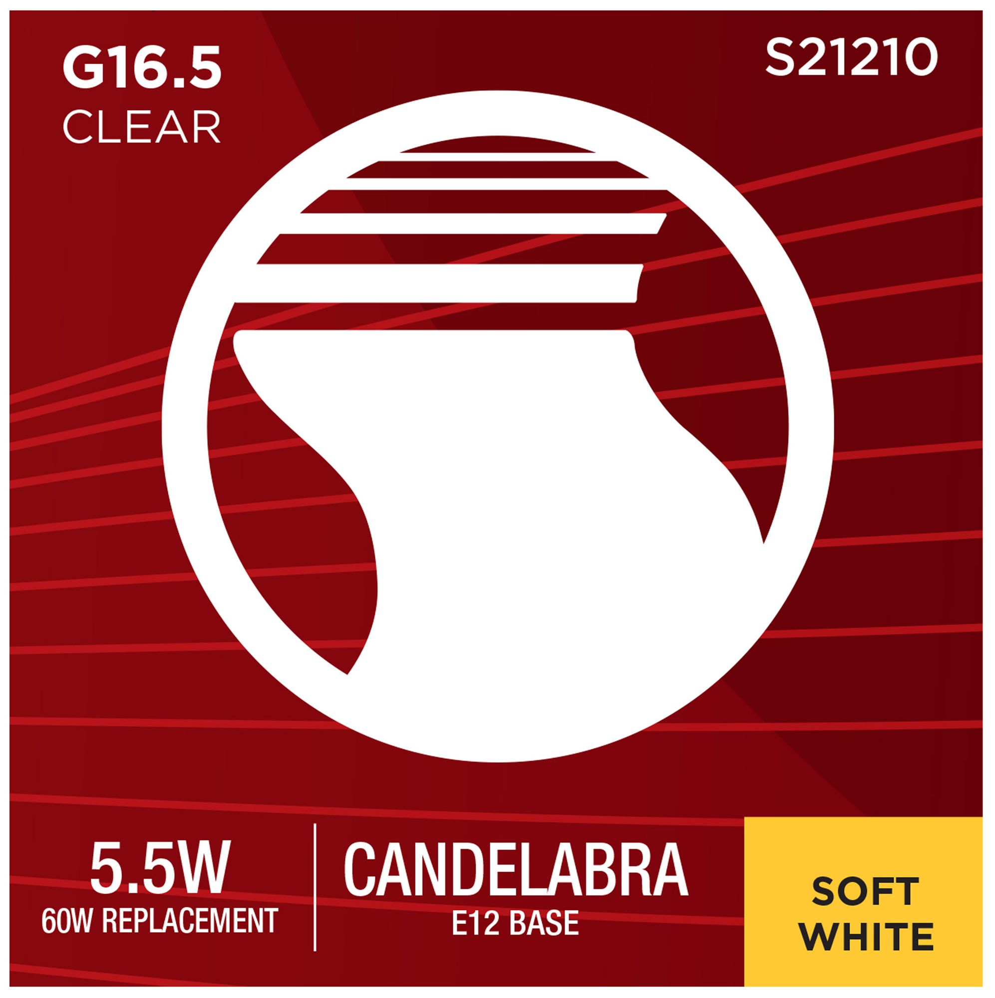 Image 5 60W Equivalent 5.5W LED Dimmable E12 3000K Clear G16.5 Light Bulb by Satco more views