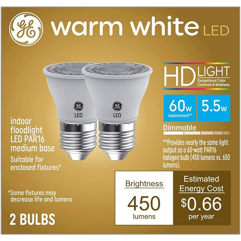 Image 1 60W Equivalent 5.5W LED Dimmable Standard PAR16 Bulb 2 Pack