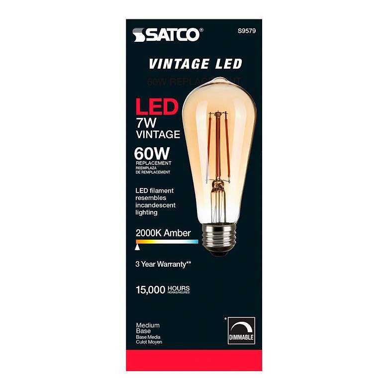 Image 4 60W Equivalent 6.5W LED Dimmable Standard Amber ST19 Light Bulb by Satco more views