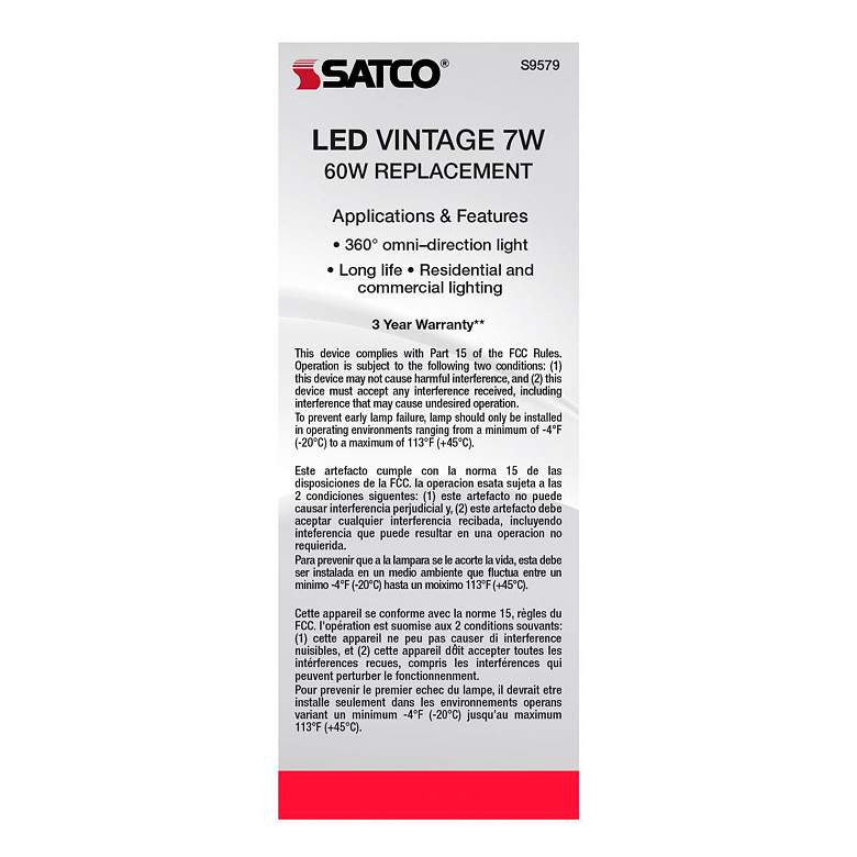 Image 5 60W Equivalent 6.5W LED Dimmable Standard Amber ST19 Light Bulb by Satco more views