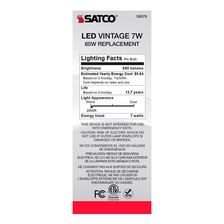 Image 6 60W Equivalent 6.5W LED Dimmable Standard Amber ST19 Light Bulb by Satco more views