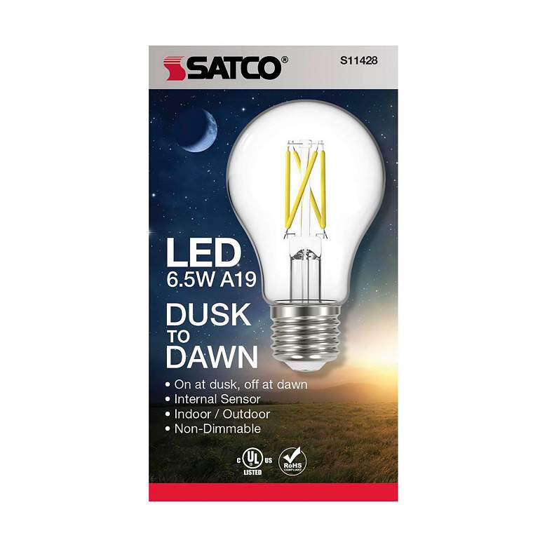 Image 3 60W Equivalent 6.5W LED Standard Clear Glass Dusk to Dawn Bulb by Satco more views