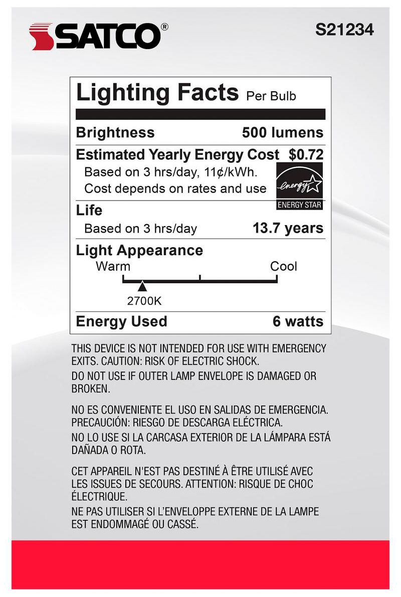Image 6 60W Equivalent 6W 2700K Dimmable Clear G25 Globe Bulb by Satco Pack of 6 more views