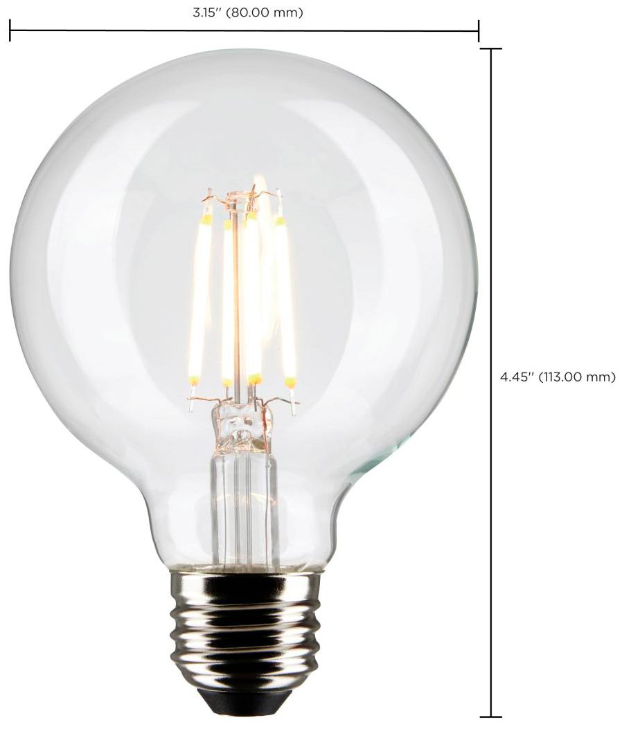 60W Equivalent 6W 2700K Dimmable Clear G25 Globe Bulb by Satco Pack of 6