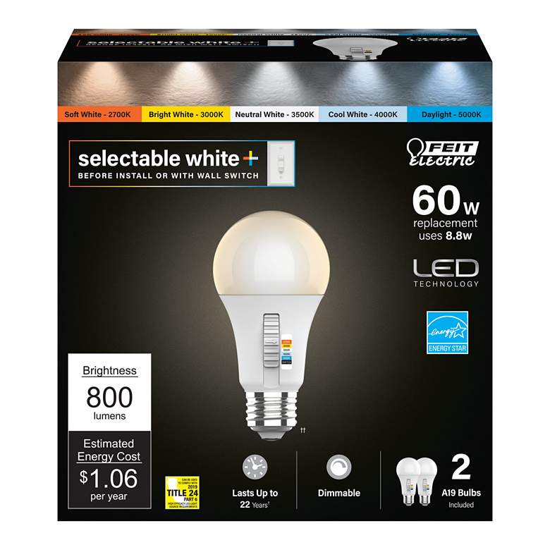 Image 2 60W Equivalent 8.8W Color Changing A19 LED Bulb 2-Pack more views
