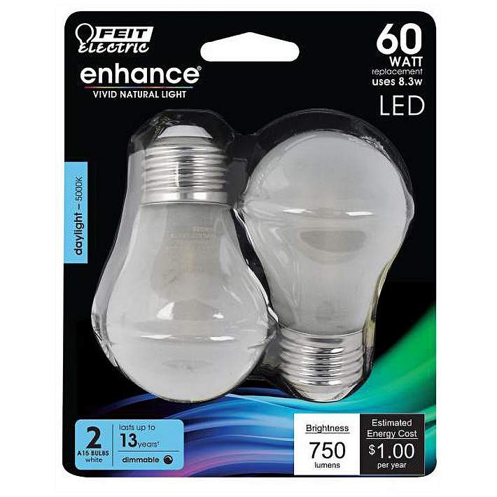 60W Equivalent 8W 5000K LED Frosted A15 Bulb 2-Pack - #97N71 | Plus