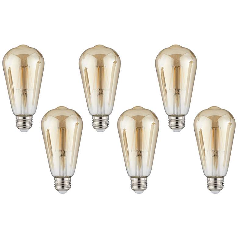 Image 1 60W Equivalent 8W LED Standard ST64 Edison Style Bulb 6-Pack