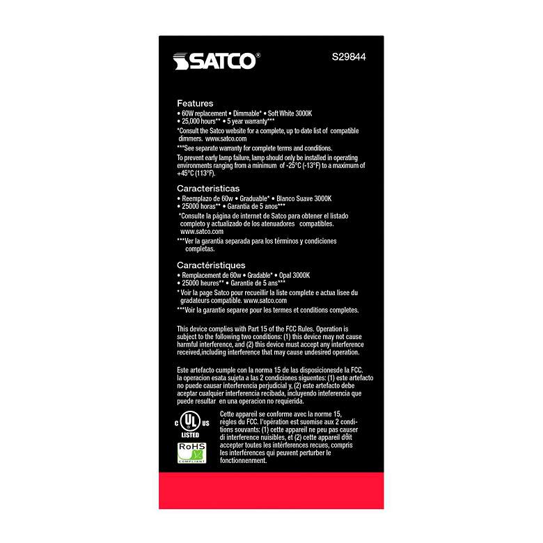 Image 4 60W Equivalent 9.8W GU24 Base White Glass Type-A Dimmable LED Bulb by Satco more views