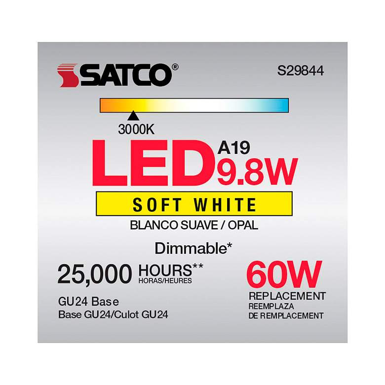 Image 6 60W Equivalent 9.8W GU24 Base White Glass Type-A Dimmable LED Bulb by Satco more views