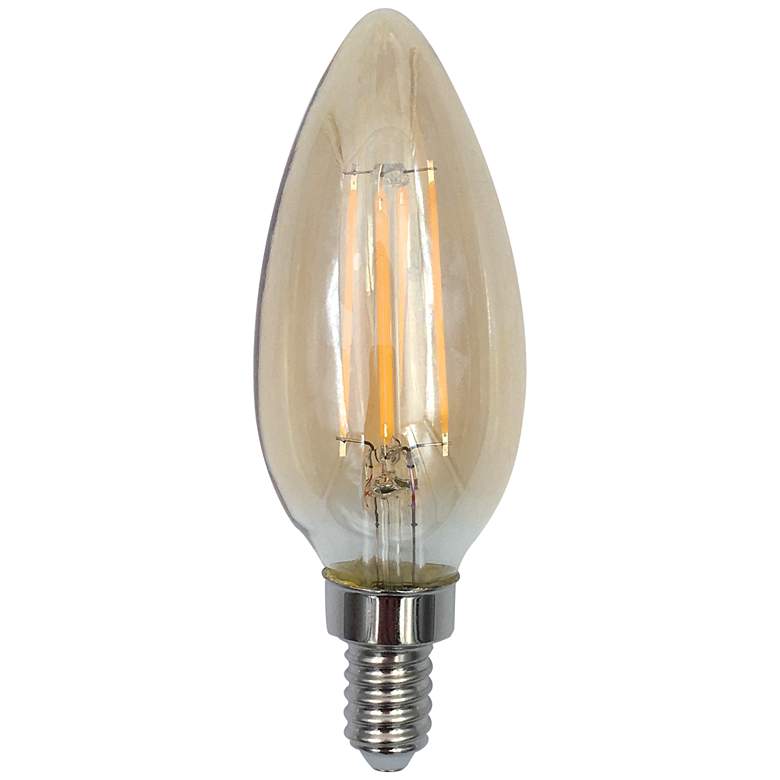 Image 1 60W Equivalent Amber 6W LED Dimmable Torpedo Tip Candelabra by Tesler