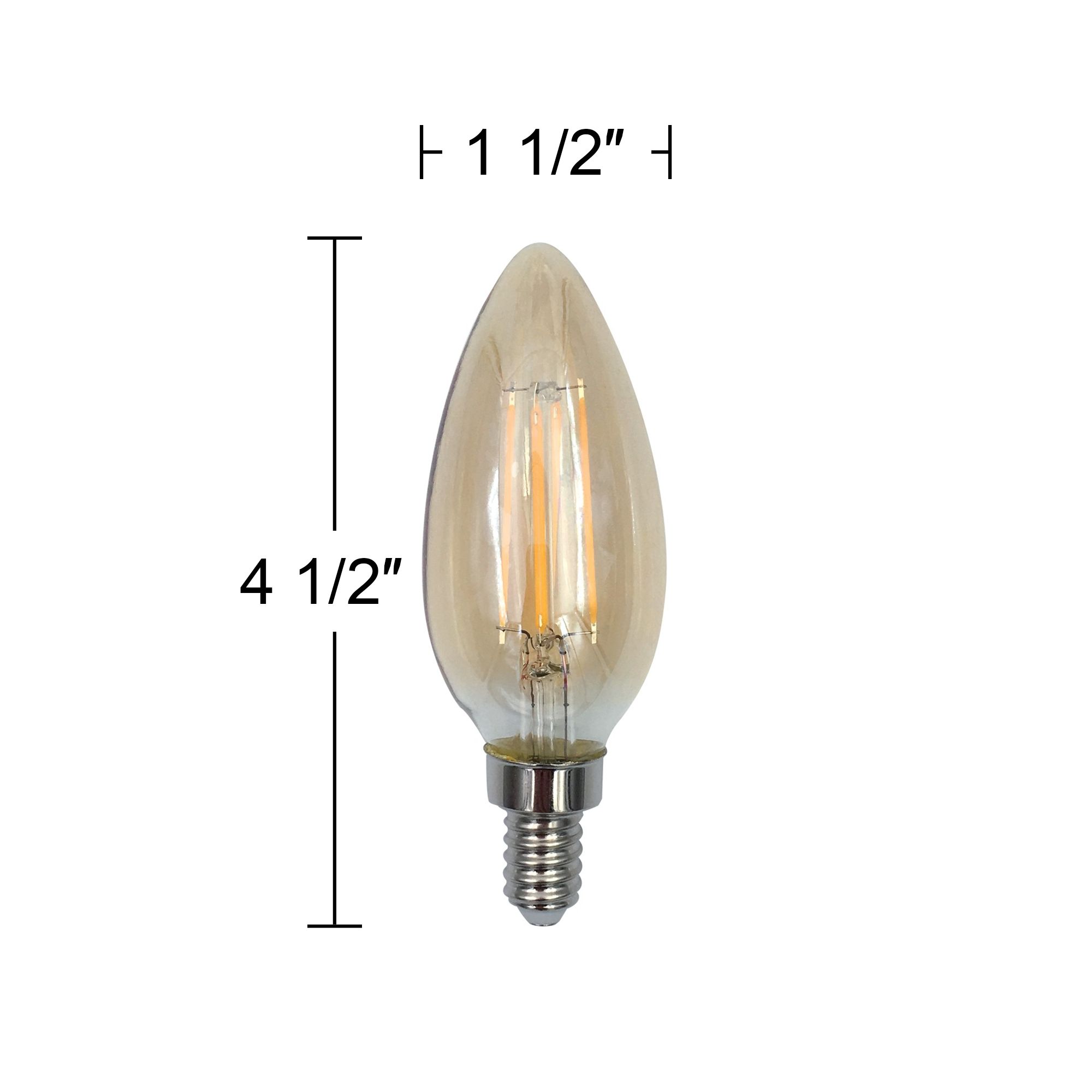 Image 3 60W Equivalent Amber 6W LED Dimmable Torpedo Tip Candelabra by Tesler more views
