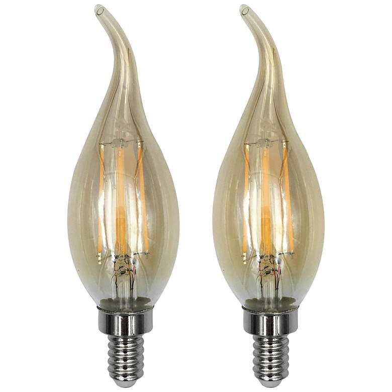 Image 1 60W Equivalent Amber 6W LED Flame Tip Candelabra 2-Pack