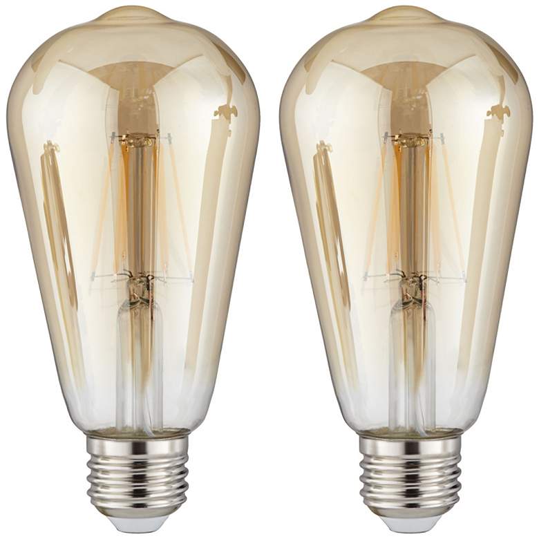 Image 1 60W Equivalent Amber 7W LED Dimmable Standard Edison 2-Pack