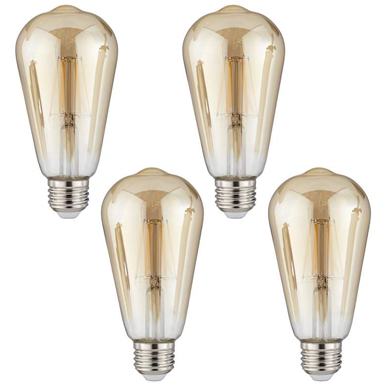 Image 1 60W Equivalent Amber 7W LED Dimmable Standard Edison 4-Pack