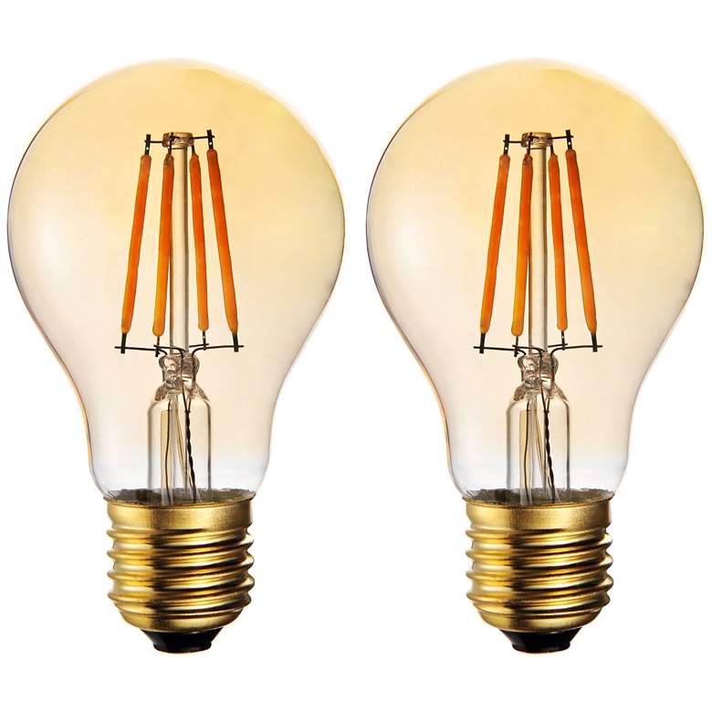 Image 1 60W Equivalent Amber 7W LED Filament A19 Standard 2-Pack