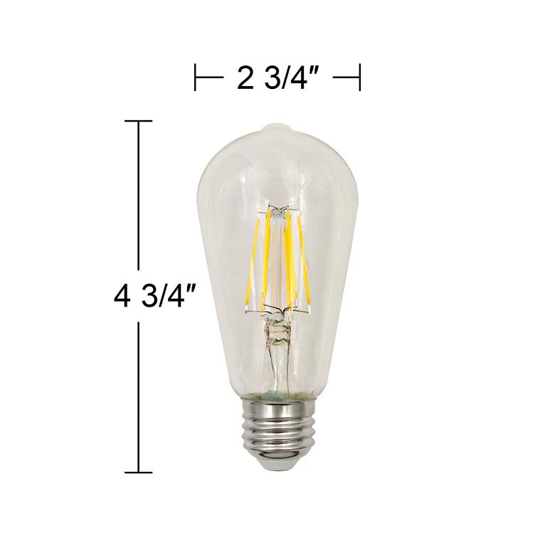 Image 4 60W Equivalent Clear 3000K 7W LED Dimmable Standard ST19 2-Pack Light Bulbs more views