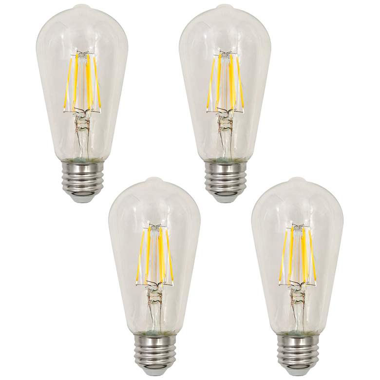 Image 1 60W Equivalent Clear 3000K 7W LED Dimmable Standard ST19 4-Pack