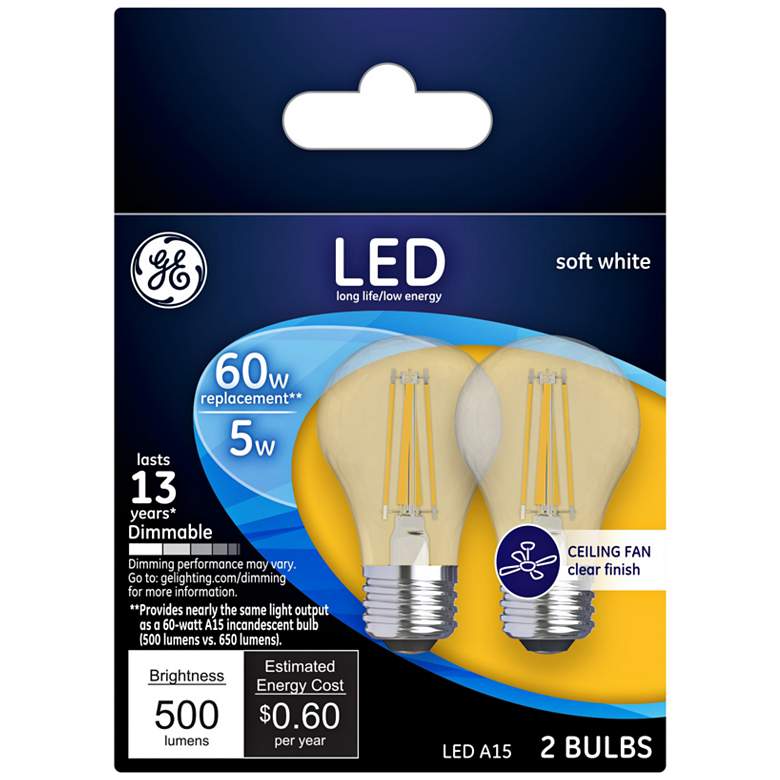 Image 1 60W Equivalent Clear 5.5W Filament LED Dimmable Bulb 2 Pack