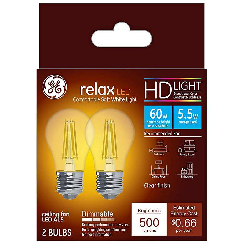 Image 1 60W Equivalent Clear 5.5W Filament LED Dimmable Bulb 2 Pack