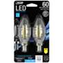 60W Equivalent Clear 5.5W LED Dimmable E12 Torpedo 2-Pack