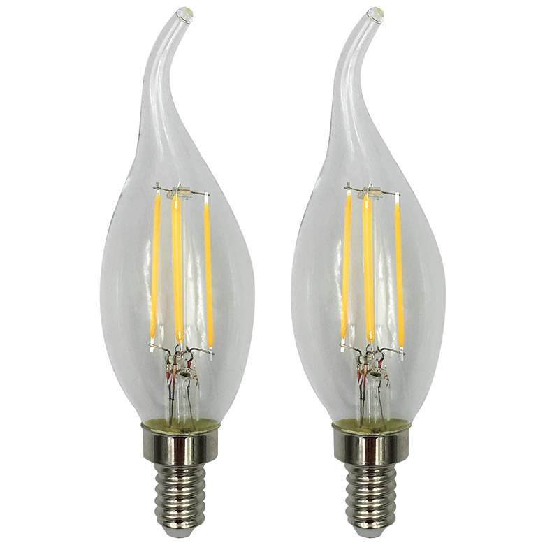 Image 1 60W Equivalent Clear 5.5W LED Flame Tip Candelabra 2-Pack by Tesler