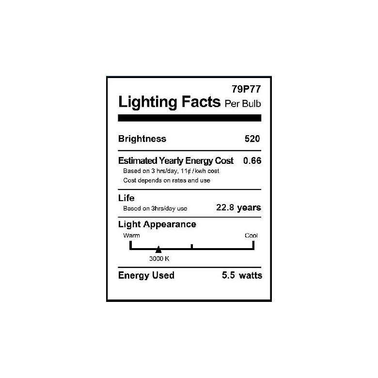 Image 2 60W Equivalent Clear 5.5W LED Flame Tip Candelabra 2-Pack by Tesler more views
