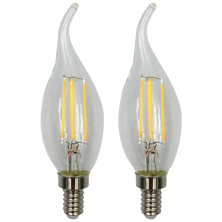 Image 1 60W Equivalent Clear 5.5W LED Flame Tip Candelabra 2-Pack