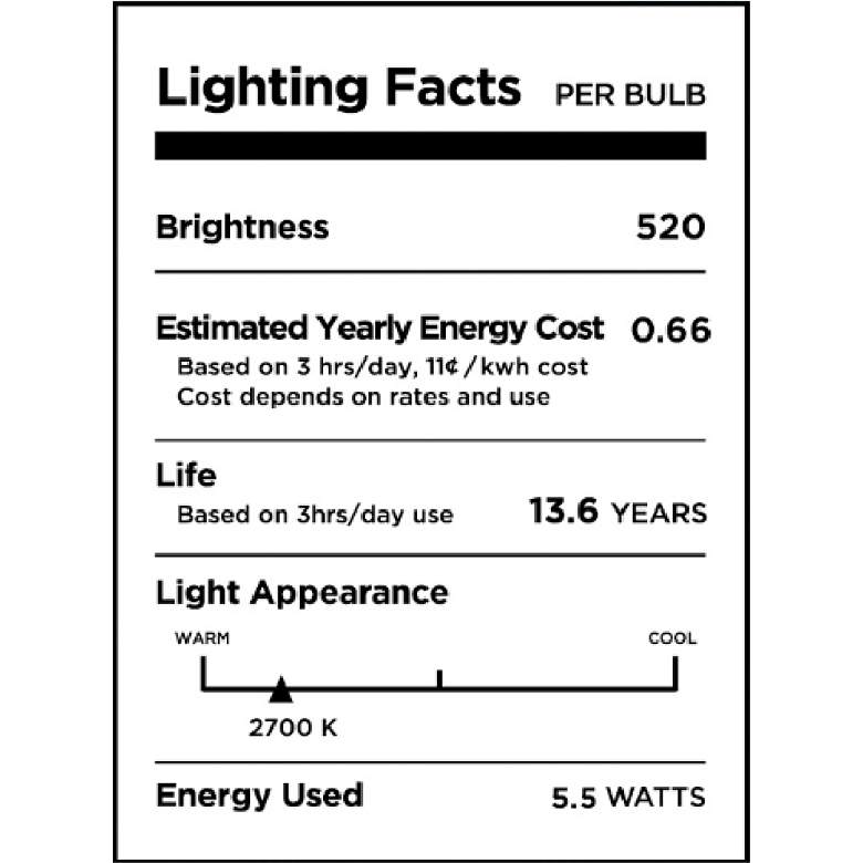 Image 3 60W Equivalent Clear 6 Watt LED Dimmable Standard G16 4-Pack more views