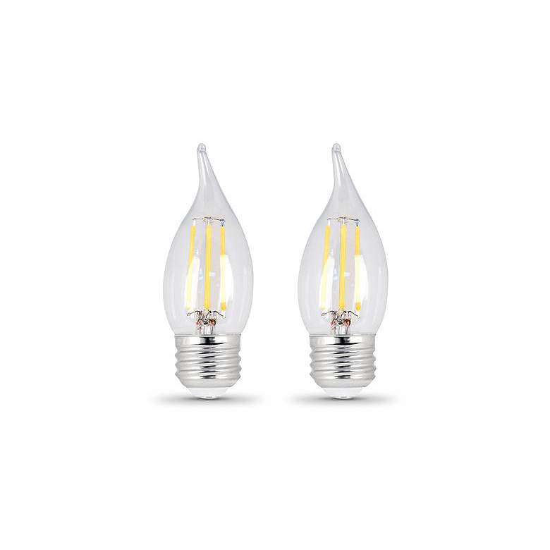 Image 1 60W Equivalent Clear 6W LED Dimmable E26 Flame 2-Pack