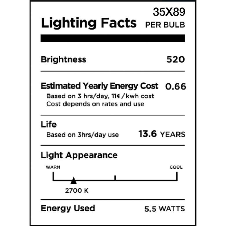 Image 2 60W Equivalent Clear 6W LED Dimmable Standard G16 Filament more views