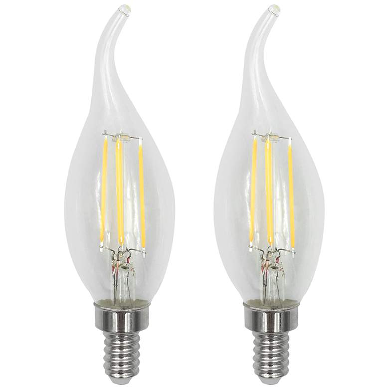 Image 1 60W Equivalent Clear 6W LED Flame Tip Candelabra 2-Pack