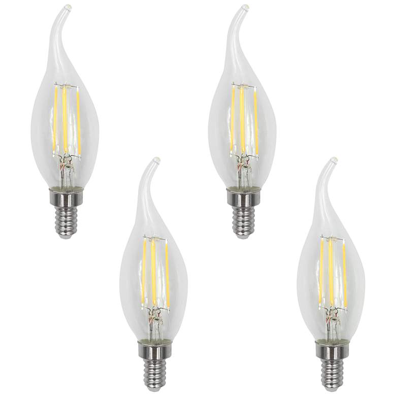 Image 1 60W Equivalent Clear 6W LED Flame Tip Candelabra 4-Pack