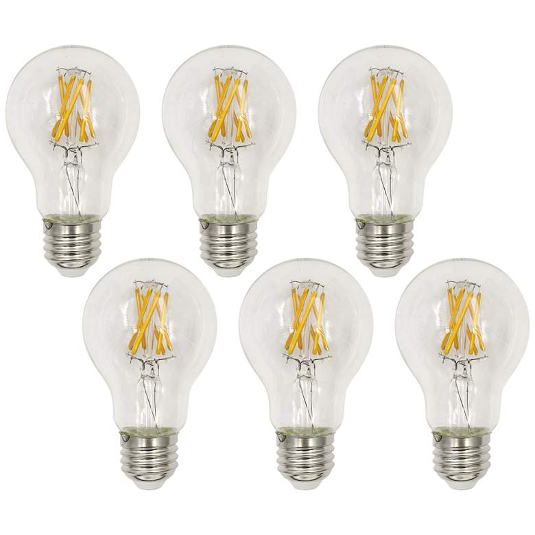 Image 1 60W Equivalent Clear 7W LED 3000K Dimmable E26 A19 6-Pack