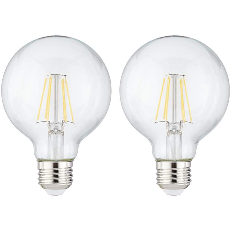 Image 1 60W Equivalent Clear 8 Watt LED Dimmable Standard G25 2-Pack