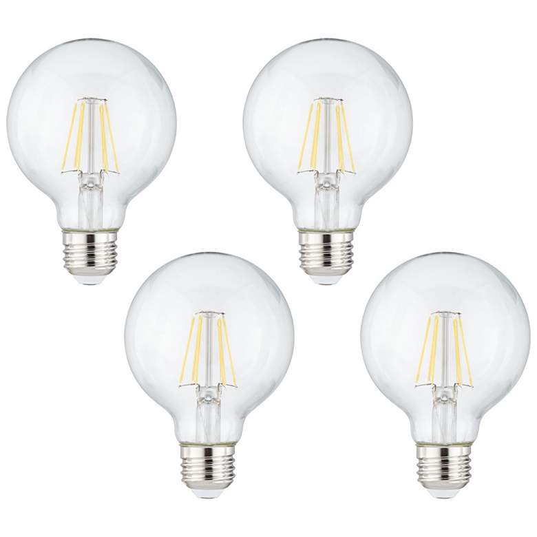 Image 1 60W Equivalent Clear 8 Watt LED Dimmable Standard G25 4-Pack